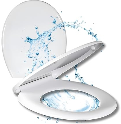 DIVID® Toilettendeckel, WC Sitz mit Absenkautomatik, Quick-Release Funktion, einfache Reinigung, Weiß, Toilettensitz mit verstellbaren Scharnieren, kunststoff (O-Form DIV-TD-002)