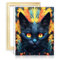 LiHEQING Ölgemälde Katze Ornamental Portrait Leinwand DIY Digitales Ölgemälde Erwachsene Anfänger Kunstwerk für Wohnkultur Kein Rahmen (40x50cm)