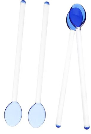 Ciieeo 4piezas Cucharas Largas Doradas Para Café Cuchara Mango Vidrio Transparente