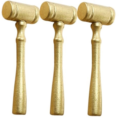 BESTonZON 3st Richterhammer Kinderspielzeug Mini-holzhammer Auktionshammer Aus Holz Mini Richterhammer Aus Holz Hammer des Richters Mini-Hammer Hammer Zu Versteigern Hölzern Golden