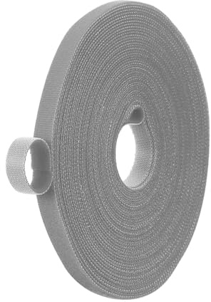 PATIKIL 0.4IN x 33FT Hook and Loop Tape, Double-Sided Nylon Strips Reusable Cable Ties Roll Multi-Purpose Cord Management Tape Wrap Fastener for Home Office, Gray