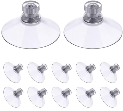 Flintronic 12 Piezas Ventosas de Plástico Transparente, Ø 50 mm Ventosas con Tuerca y rosca, Tornillo Fuertes de PVC Soporte para Vidrio tela de Sombra coche pared baño Puerta Ventana (Transparente)