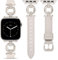 TOYOUTHS Leather Strap Compatible with Apple Watch Straps Women 42/41/40/38mm Dressy Slim Leather Strap with O-Shaped Boho Metal Buckle Bracelet for iWatch 10/9/8/7/6/SE/5/4/3, Starlight/Starlight