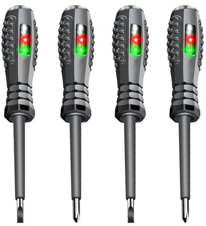 Aohcae Cacciavite Tester di Tensione,4 Pezzi Cacciavite Magnetico ad Alta Coppia 2 In 1,Penna Tester Elettrico,Cacciavite Elettrico,Rilevatore di Elettricità,per Il Rilevamento di Circuiti CC