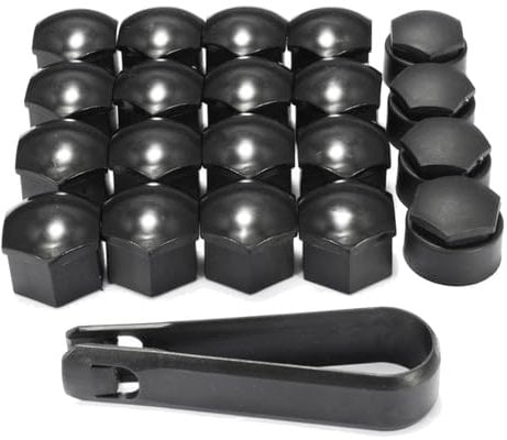 XIELBIS 20 Pcs 17mm Wheel Nut Covers with Removal Tool - Bolt Caps Hub Screw Cover including 16 Standard Ones 4 Locking Ones,And Removal Tool, Universal Fit for Most Car Models(Black)
