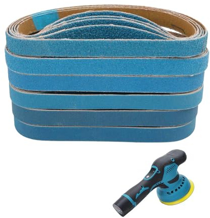 Nastri Abrasivi in Corindone di Zirconio, Set da 30 Pezzi, 10 x 330 mm, Cintura di sabbia blu Grane Multiple 60/80/100/120/240/320, per Rimozione di Ruggine e Lavorazione di Metalli e Legno