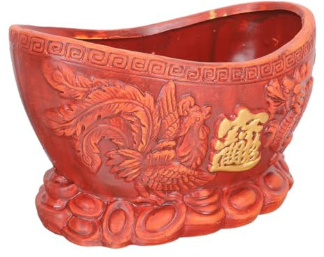 FUNOMOCYA Ceramic Flower Pot and Succulent Plants Pot for Desktop Indoor Use, Traditional Chinese Dragon Phoenix Relief Design, Reusable Ceramic Plants Container Auspicious Symbol