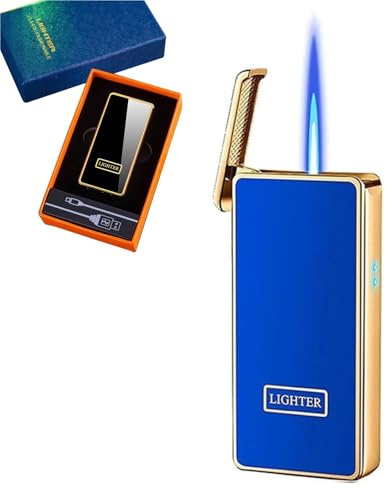 Intelligentes Feuerzeug mit sprachgesteuerter Zündung, kann mit Butangas befüllt werden, winddichte Jetflamme, tragbar, geeignet for Outdoor, Camping, Männergeschenke(C)
