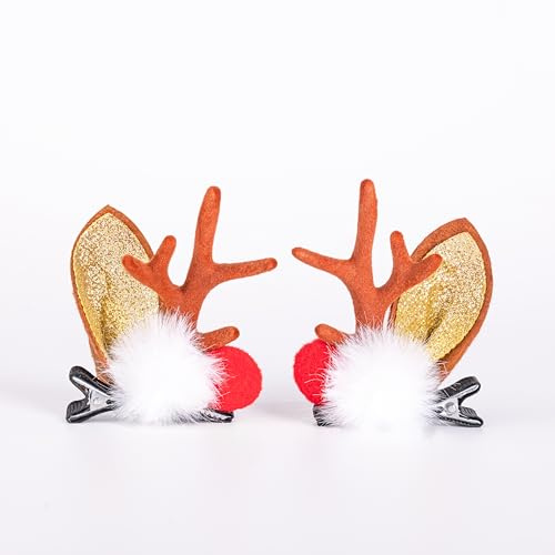 Weihnachtliches RentierGeweih Haarnadeln Haarbänder Mädchen Schönheit Kopfschmuck Rentiergeweih niedliches Rentier WeihnachtsHaarspangen (Kaffeebraune Geweih-Haarreifen mit Pompon)