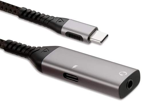 Adaptateur USB C Jack de Casque 3,5mm et Chargeur, PD 60W Adaptateur de Prise de Casque à 3,5mm USBC vers Jack 2 en 1 avec Charge Rapide Compatible avec iPhone 16/15 Galaxy S23 S22 MacBook Huawei P50