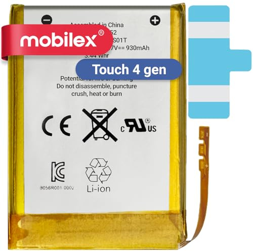 MOBILEX Akku 616-0553 für iPod Touch 4. Gen (A1367), 930 mAh, OEM, interner Ersatz mit Klebstoff, Originalkapazität