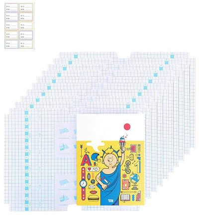 Yotlein Buchfolie Selbstklebend 16K 10 Stück, Transparent, Polypropylen, Wasserdicht und Reißfest, Dauerhaftes Einbinden, für Schulbücher Hardcover Dokumentenschutz