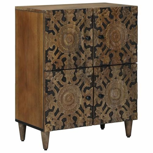 vidaXL Sideboard mit Speicher Braun 60 x 33,5 x 75 cm Massivholz Mango, Funktionaler Sideboard, moderner Stauraum, stylisches Wohnzimmermöbel, eleganter rechteckiger Organizer