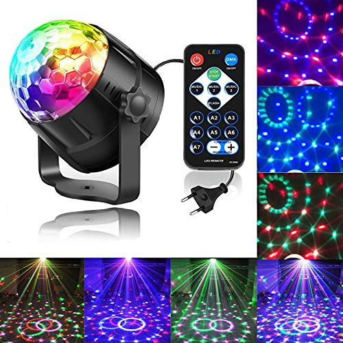 Zacfton LED Lichteffekte Disco Licht Party Licht Bühnenbeleuchtung 3W RGB Sprachaktiviertes Kristall Magic Ball Bühnenlicht für KTV Hochzeits-Show Club Pub Farbe ändern Beleuchtung mit Fernbedienung