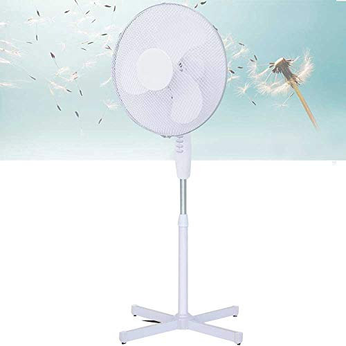 BAKAJI Ventilatore a Colonna Piantana Potenza 42W Diametro Pale 40cm 3 Velocità Selezionabili Altezza regolabile fino a 128 cm Base a Croce e Oscillazione Orizzontale (Bianco)