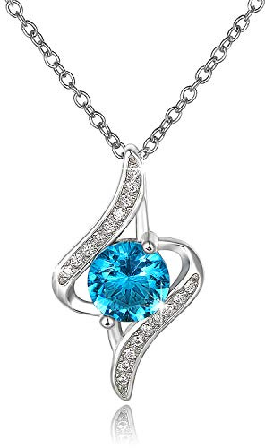 Aroncent Kette Damen Auge des Liebhabers Halskette Anhänger 925 Sterling Silber Zirkonia Schmuck Liebe auf Ersten Augenblick Blau Silber Frau Mädchen