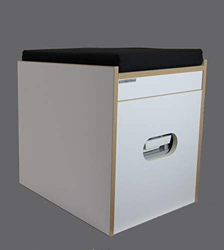 Toiletten Hocker Weiß mit Toilette Porta Potti 145/345 - Polster Schwarz Stauraum Hocker