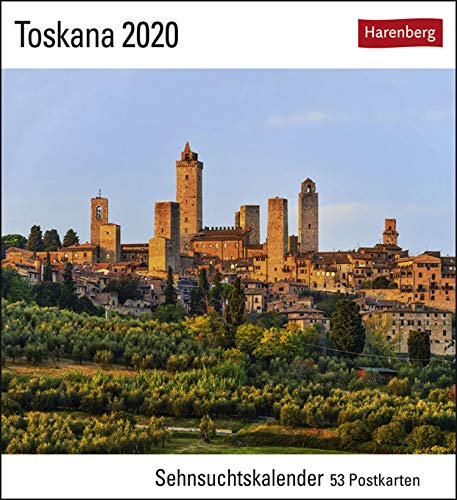 Sehnsuchtskalender Toskana - Kalender 2020 - Harenberg-Verlag - Postkartenkalender mit 53 heraustrennbaren Postkarten - 16 cm x 17,5 cm