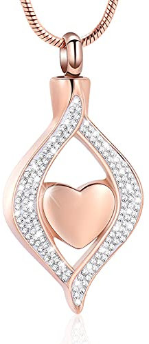 AIWENXI Teardrop Eye of Heart Urn Necklace for Ashes Cremation Jewelry for Women Men Stainless Steel Memorial Necklaces Ash Holder for Human Pets Keepsake Jewelry for Loved Ones with Fill Tool,
