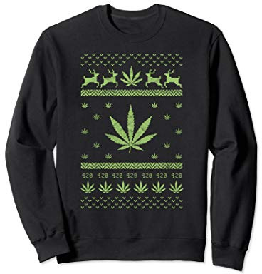 Weihnachten Gras Cannabis Xmas Marihuana Kiffen 420 THC Weed Sweatshirt