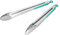 304 Stainless Steel Kitchen Cooking Tongs, 12 and 14 Set of 2 Sturdy Grilling Barbeque Brushed Locking Food Tongs with Ergonomic Grip, Aqua Sky