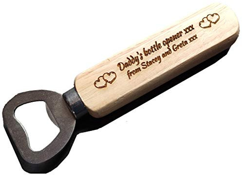 Personalised Engraved Wooden Handle Bottle Opener Great Gift Idea