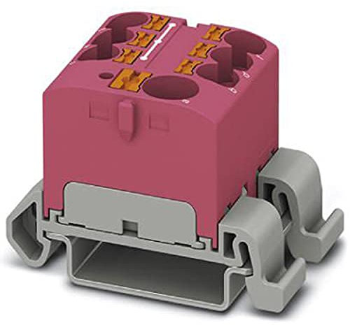PHOENIX CONTACT PTFIX 10/6X4-NS35A PK Verteilerblock, 57 A, Anzahl der Anschlüsse 7, Querschnitt 0,5 mm²-10 mm², AWG 20-6, Breite 27,9 mm, Pink, 8 Stück