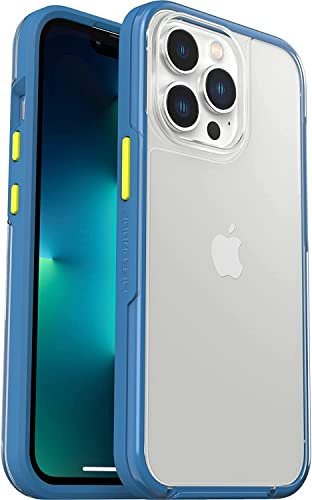LifeProof SEE Hülle für iPhone 13 Pro, stoßfest, Sturzschutz bis 2 Meter, ultraschlank, schützende transparente Hülle, Nachhaltig hergestellt, Transparent/Blau