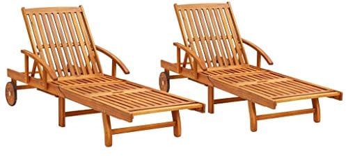 vidaXL 2X Akazienholz Massiv Sonnenliege Klappbar Relaxliege Liegestuhl Gartenliege Holzliege Strandliege Gartenmöbel Liege Saunaliege