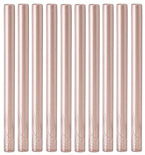 Sealing Wax Stick, 10Pcs Convenient Smokeless Flexible Hot Seal Sticks for DIY Wedding Invitation Decoration Envelopes Cards Wine Packages Gift Wrapping(Champagne gold)