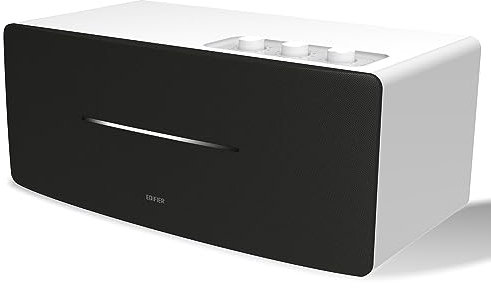 Edifier D12 Haut-Parleur de Bureau Bluetooth, Son Stéréo 70W avec DSP, Entrées RCA/AUX/Bluetooth, Télécommande sans Fil, Enceinte Multimédia pour PC/Smartphone/TV – Blanc