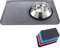 Dog & Cat Food Mat - Non Slip, Waterproof, Silicone Mat with Bowls (47x30cm, Grey)