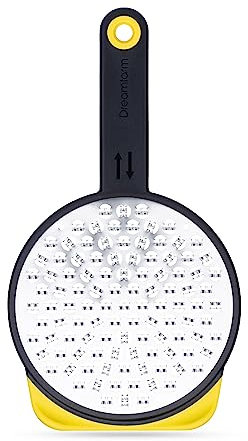 Dreamfarm Ograte Schnellreibe für Lebensmittel und Gemüse, zweiseitig, mit rutschfestem Haken und Fuß, mittlere Reibe, 3 mm, Gelb