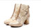 WAYERTY Stivaletti con Tacco Spesso in Pizzo Cavo, Sandali Leggeri Estivi alla Moda da Donna Dietro Stivaletti Corti con Cerniera Punta Tonda Stivali A metà Polpaccio in Pelle PU Scarpe,d'oro,37EU