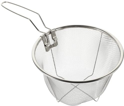 Housoutil Cesto di Frittura Profonda Rotonda in Metallo: Cestino Filtro a a a in Acciaio Inox 18 Cm con Una Rotonda in Frizzante per La Frittura Del Cibo