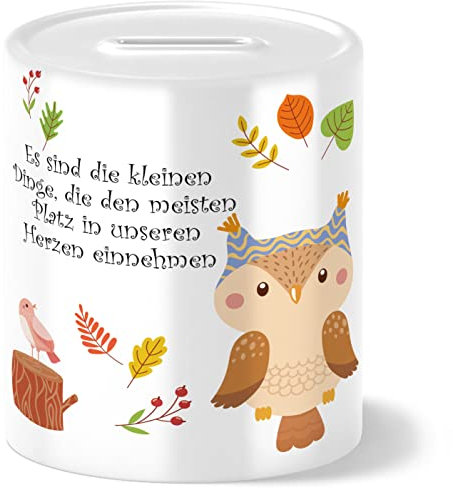 OWLBOOK® Herbst Eule Spardose Kinder Junge Mädchen | Geschenke zur Einschulung | Taufgeschenke | Geschenk Taufe Geburt Geburtstag | Sparschwein | Sparbüchse | Sparkasse | Wiederverschließbar