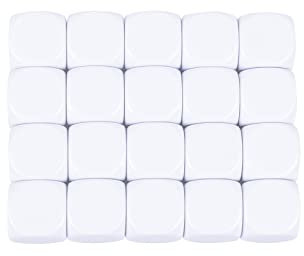 KAIHENG 20mm Acrylwürfel mit geglätteter Oberfläche, sechsseitige Würfel mit abgerundeten Ecken, weiße Würfelwürfel für Brettspiele, DIY-Aufkleber, Partyspaß, 20 Stück Weiß