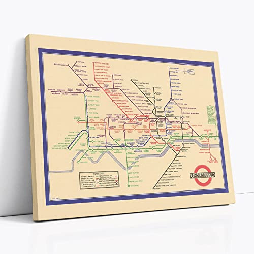 Spiffing Prints London Tube Map 1933 Kunstdruck auf Leinwand, 50,8 x 76,2 cm
