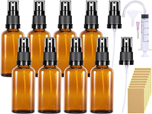 Braunglas kleine sprühflasche Glas 8Stk 50ml Braunglasflasche Zerstäuber Sprayflasche Leer Parfüm Zerstäuberflaschen Apothekerflasche Sprühflaschen zum Befüllen Tragbares für Kosmetik Öle Toilette