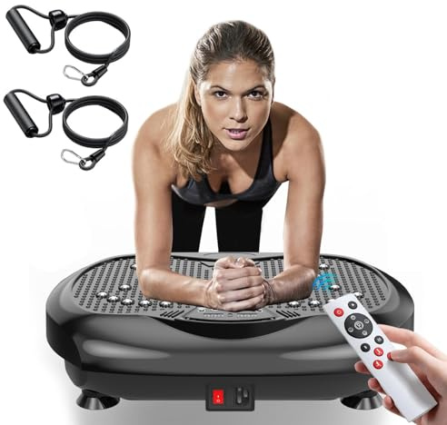 Natini Dispositivo de fitness con placa de vibración para entrenamiento de cuerpo completo, plataforma de vibración y drenaje linfático para pérdida de peso, escuela deportiva en casa, barra de