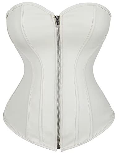 Jutrisujo Korsett Corsage Top Corset Bustier Lack Leder Reißverschluss Damen Halloween Pirat Aprikose 2XL