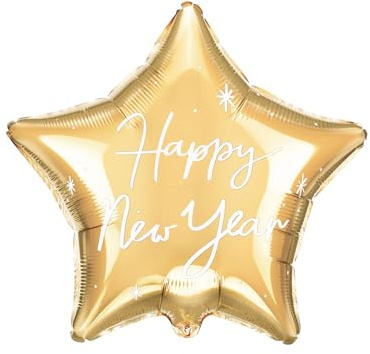 18/Ø46cm Stern Folienballon Happy New Year |Gold