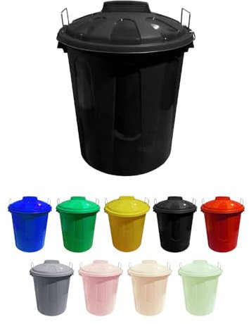 Jardin202 - Cubo Basura de plástico con Tapadera | Cubo almacenaje y reciclar (50 litros, Negro)