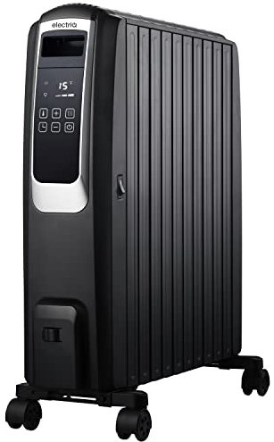 electriQ Portable 10 Fin Oil Filled Radiator - Black