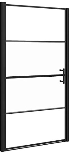 vidaXL Duschtür 100x178 cm Halbmatt Hartglas Schwarz