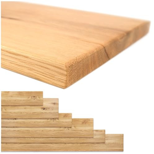 1x Regalbrett EICHE Regalboden Wandregal, Küchenablage, Fensterbank, Schweberegal Massivholz viele Maße Einlegeboden Rustikal Wandboard schwebend Halterung Bücher Dekoration (20cm Tiefe, 130cm Breite)
