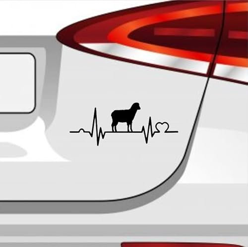 Generisch Herzschlag Schaf Aufkleber Sticker Liebe Bauernhof Gors Sheep Herz Wolle Farbe: Grau 20x8cm
