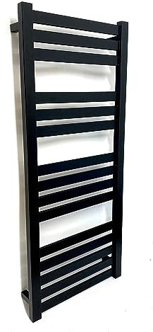Greened House VAS Black Heated Towel Rail Flat Panel 500mm W x 1165mm H