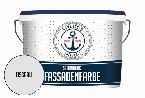 Hamburger Lack-Profi Fassadenfarbe MATT Eisgrau Silikonharz Fassadenfarbe Grau wetterbeständige Außenfarbe - Silikonharzfarbe Sockelfarbe - geruchsarme Farbe mit hoher Deckkraft (10 L)