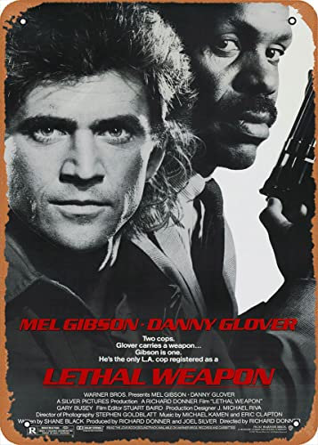 Muecddoa Filmposter Retro Metallschild Lethal Weapon Filme Wandkunst Dekor Metallschild – 20,3 x 30,5 cm